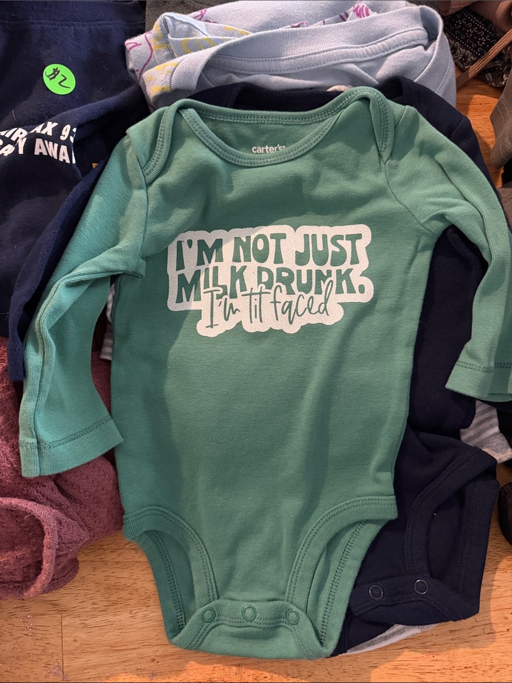 Carter's Green Long-Sleeve Graphic Baby Bodysuit